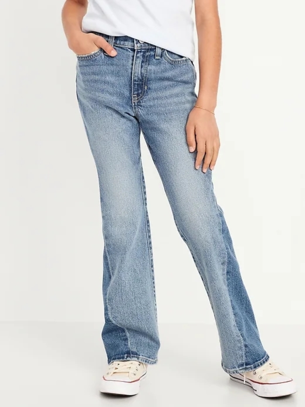 Old Navy High-Rise Two-Tone Flare Blue Jean Girls Size 14